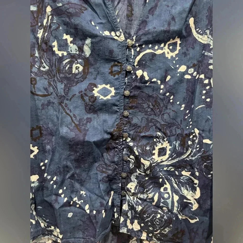 Anthropologie PILCRO Tavi Long Sleeve Blouse Indigo Dyed Blue / Size Small / - Picture 5 of 12